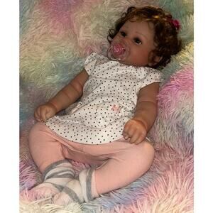 Reborn Baby Girl Doll Cloth Weighted Body Silicone Vinyl Limbs Accessories (NEW)